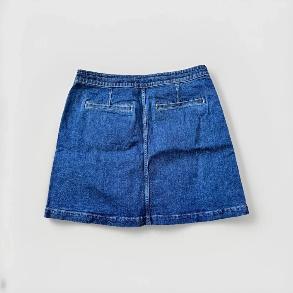 Womens LOFT Denim Patch Pocket Skirt Size 6 in Classic Mid Wash Side Zipper
